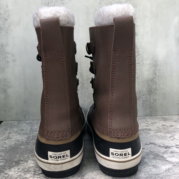 Men’s Leather Sorel Snow Boots Brown Leather NM1439-228 Warm Lined Winter Size 9